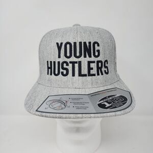 One Ten Young Hustler Cap Mens Grey Embroidered Logo Baseball Snapback Hat Flex